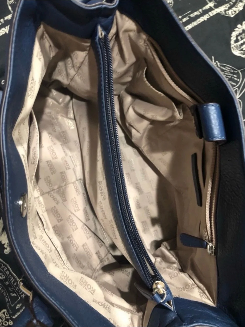 Michael Kors Blue Pebbled Leather Satchel with Detachable Shoulder Strap